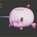 3D Rendered Aquatic Animal Fish with White Grid Texture Body Red Fins and Blue Details