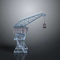 Industrial Cargo Crane With Lifting Boom Control Cabin And Suspended Container