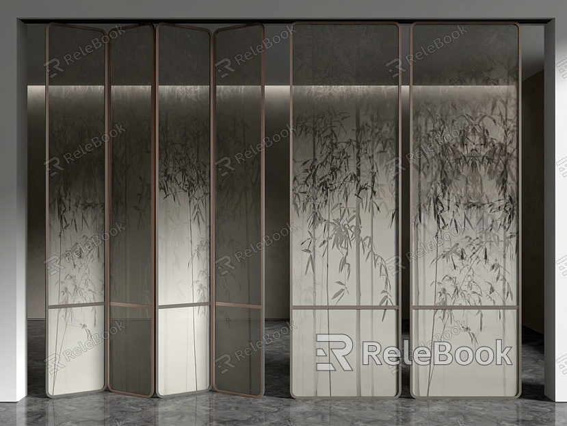 New Chinese style folding door glass partition model