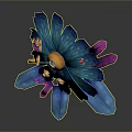Vibrant Decorative Plant With Blue Petals Orange Center And Colorful Accents