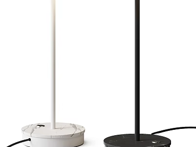Modern Table Lamps With White And Black Marble Base And Slim Tall Stand 3d model