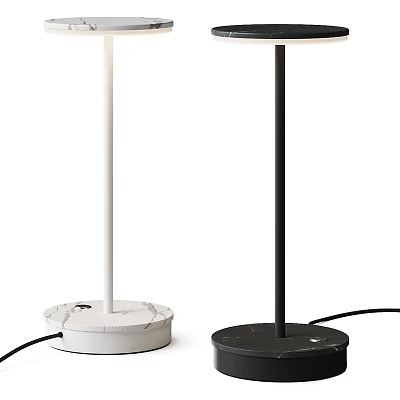 Modern Table Lamps With White And Black Marble Base And Slim Tall Stand 3d model
