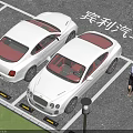 White Bentley Cars Parked In Parking Lot With Female Staff Member