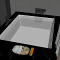 Luxurious Bathtub With Flowing Water Tray Towels Fresh Fruits And Window View