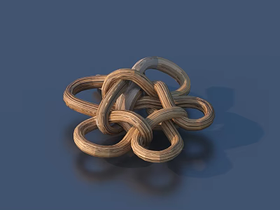 Wooden Decorative Knot With Intertwined Rings As Practical Household Living Supply 3d model