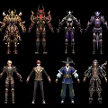 Game Movie Character Costume Designs With Various Armor And Outfit Styles