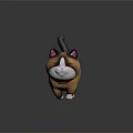 Cartoon Cat Character With Red Collar Brown White Fur 3D Model On Sleek Surface