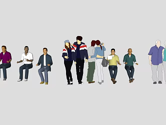 Many characters 3d model
