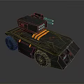 Green Rusty Tank With Orange Stripes Top Machine Gun Armored Vehicle Design