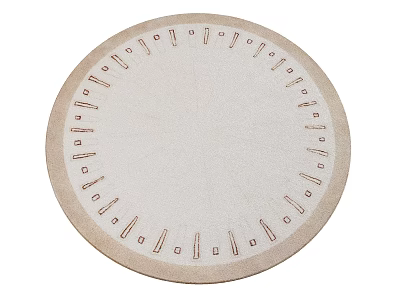 Stylish Round Carpet With Light Beige Color And Decorative Edge Patterns For Home Decor 3d model