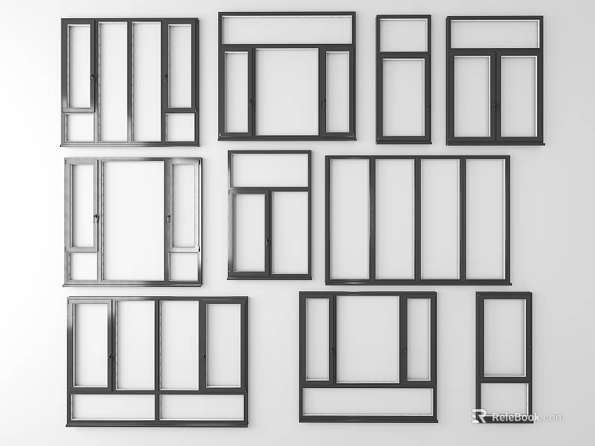 Casement Windows with Various Frame Designs for Home Improvement Projects 3d model