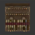 Wooden Two Tiered Wine Rack Displaying Red Wine Bottles On Upper And Lower Shelves