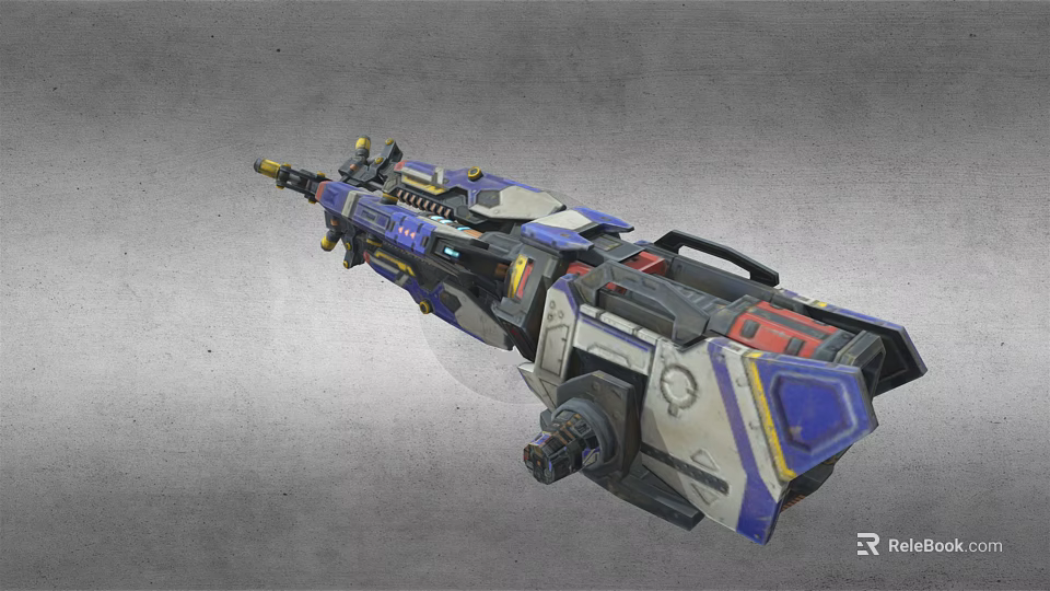 Futuristic Sci Fi Weapon Design With Blue White Mechanical Structure Details 3d model