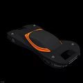 Black Floating Flying Car With Sleek Design And Orange Lights 3d model