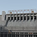 Massive Hydroelectric Dam With Concrete Spillway Gates And Water Control System