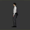 Confident Man In White Shirt And Dark Tie Holding Suit Jacket On Gray Background