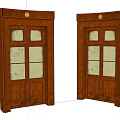 Wooden Swing Doors with Glass Panels and Decorative Door Frames Design