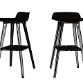 Modern Brown Leather Seat Bar Stools With Ergonomic Backrest And Gray Wooden Legs