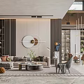 Modern Duplex Living Room Interior With Sofa Coffee Table Circular Wall Decor And Bookshelves