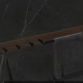 Stylish Modern Wooden Bathroom Rack With Towel Hooks On Marble Wall