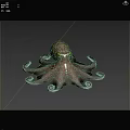 Brown Spotted Octopus With Yellow Eyes And Curled Tentacles Marine Life