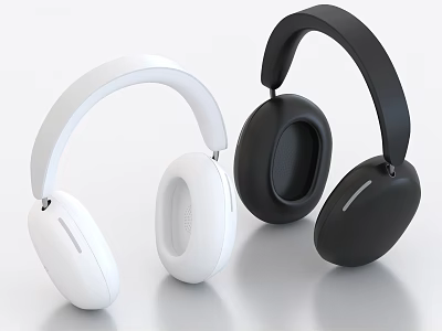 Modern Over Ear Headphones With White And Black Sleek Design And Comfortable Fit 3d model