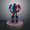 Optimus Prime Transformer Model Featuring Blue Red Armor Circular Base And Glowing Blue Elements 3d model
