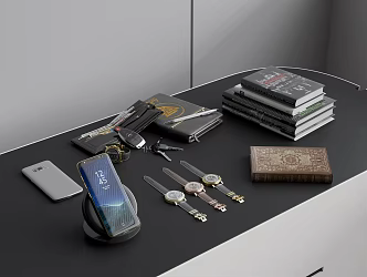 Mechanical Watch Mobile Phone Mobile Phone Holster Car Keys Wallet Book Ornaments 3d model
