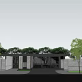 Modern gate entrance gatehouse 3d model
