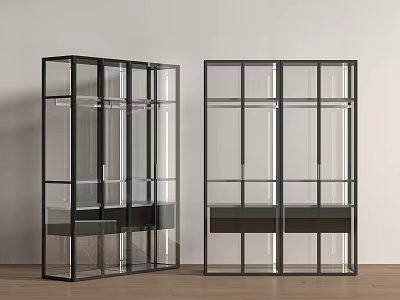 Modern Display Cabinet With Black Frame Glass Doors And Minimalist Design 3d model