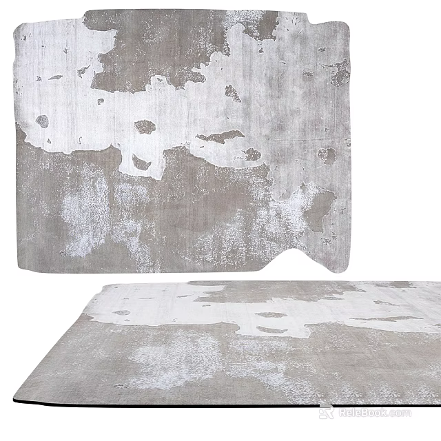 Modern Square Rug With Gray Distressed Pattern And Soft Textured Surface 3d model 