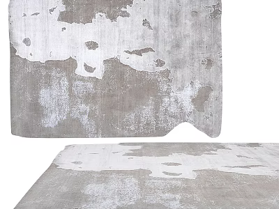 Modern Square Rug With Gray Distressed Pattern And Soft Textured Surface 3d model