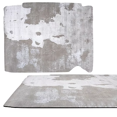 Modern Square Rug With Gray Distressed Pattern And Soft Textured Surface 3d model