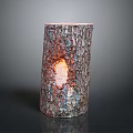 Wooden Stone Decorative Lamp With Natural Rustic Bark Texture And Warm Glowing Center