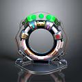 Futuristic Circular Device Structure With Glowing Lights Various Colors And Metallic Base 3d model