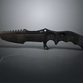 Tactical Survival Knife With Serrated Blade Black Handle And Textured Grip Design