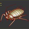 Realistic Green Cricket 3D Model With Glossy Surface Long Antennae And Reflective Dark Background