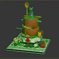 Decorative Two Tiered Pot Shaped Food Display With Vegetables Spoon And Mouse Figure