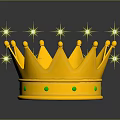 Elegant Golden Crown Fashion Accessory With Green Gemstones And Star Decorations