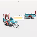 Blue Utility Trailers With Red Railings Wooden Floor Hitch And Wheels