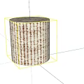 Stylish Round Ottoman With White And Gold Polka Dot Decorative Design