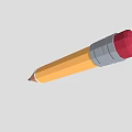 Yellow Pencil With Red Eraser Top Gray Middle Section And Sharpened Black Tip