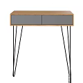 Modern Minimalist Wooden Console Table With Gray Drawers And Black Legs