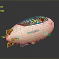 Futuristic Airship Vehicle Design With White Body Orange Tail Fins And Transparent Glass Top
