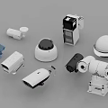 Various Security Surveillance Camera Models Including Dome Bullet and PTZ Types 3d model