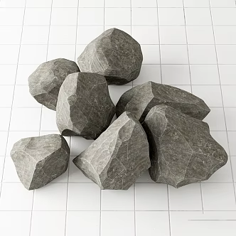 Modern gardening sketch a rock road shoulder field 3d model