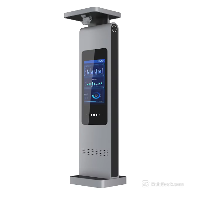 Public Facility Interactive Touch Screen Device With Data Display Interface 3d model 