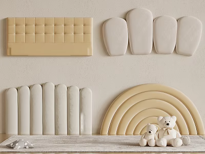Stylish Soft Wall Panels With Diverse Shapes In Neutral Tones 3d model