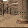 Ancient Egyptian Temple Interior With Hieroglyphic Murals Carved Columns And Stone Steps