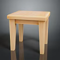 Light Wooden Stool With Simple Design And Square Seat And Four Legs